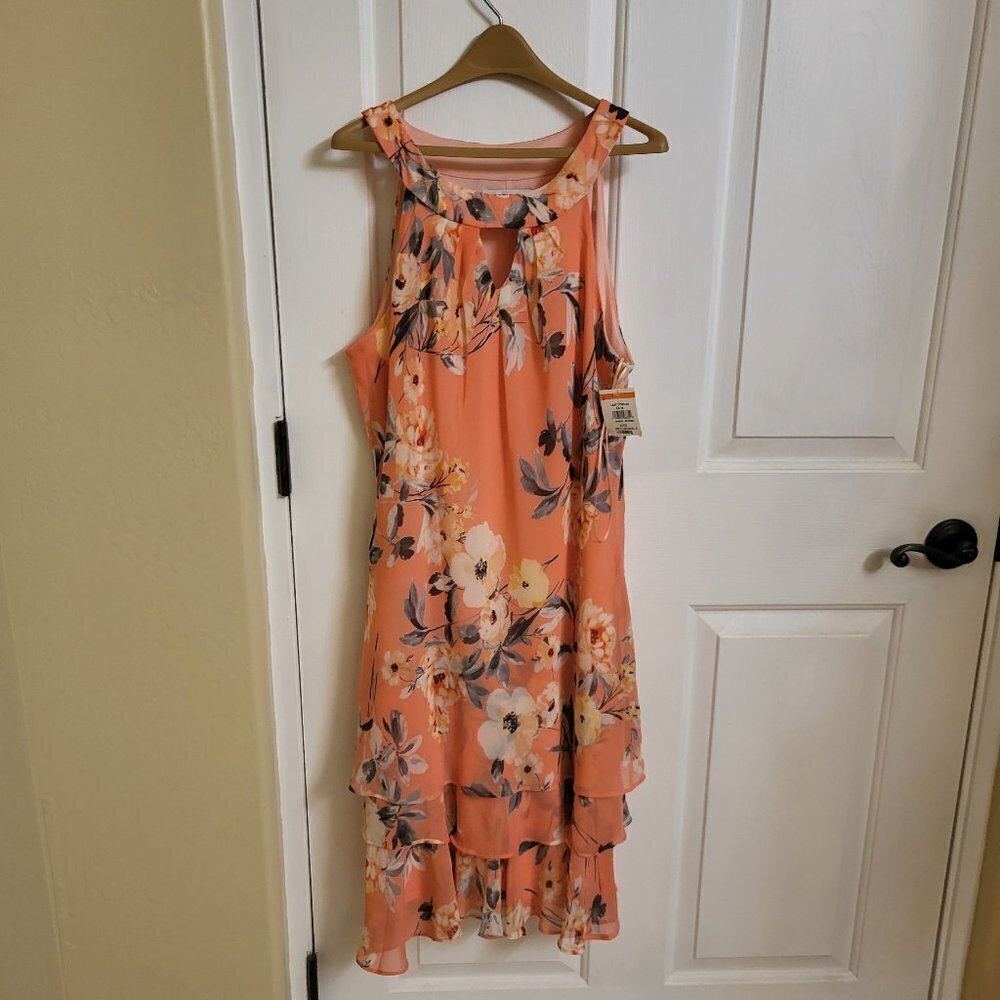 Robbie Bee Sleeveless Floral Chiffon Keyhole Neck Dress Size 12 NWT - Picture 4 of 12